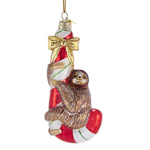 Sloth on Candy Cane Christmas Ornament