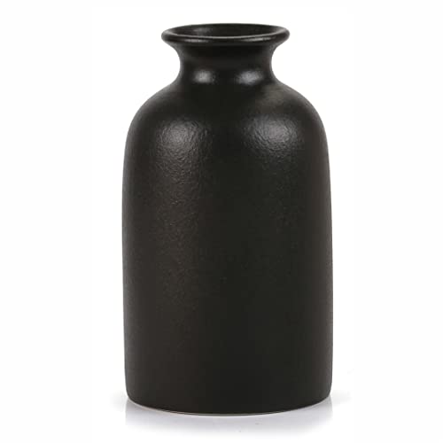 Small Ceramic Black Vase, Modern Minimalist Home Decor