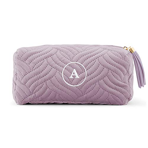 Small Personalized Velvet Quilted Makeup Bag for Women