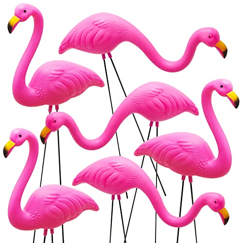 Small Pink Flamingo Yard Ornament Stakes