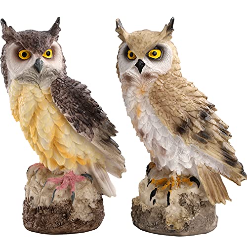 Small Resin Owl Sculptures for Garden Decor