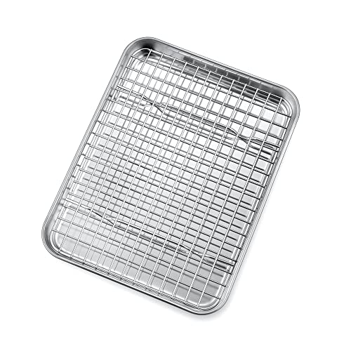 Small Stainless Steel Baking Pan with Rack Set