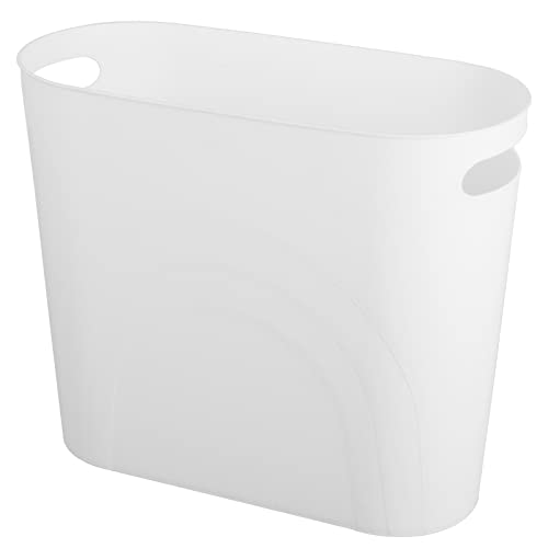 Small Trash Can Container Bin with Handles - White