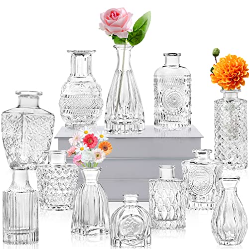 Small Vases for Flowers - Vintage Glass Bud Vase Set