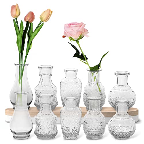 Small Vintage Glass Bud Vases Set