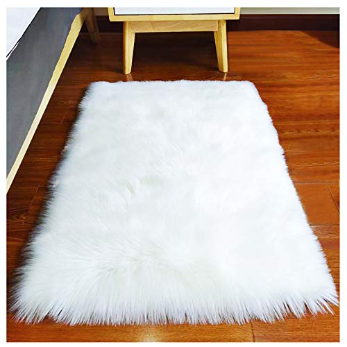 Small White Furry Rug for Bedroom and Living Room
