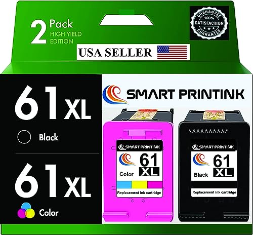 Smart Printink 61XL Ink Cartridge Replacement for HP 61 XL (Black & Tri-Color) High-Yield Ink Compatible: Envy 4500 & 500 Series, Deskjet 1000 1056 1510 1512 1010 1055, OfficeJet 2620 4630 4632 4634