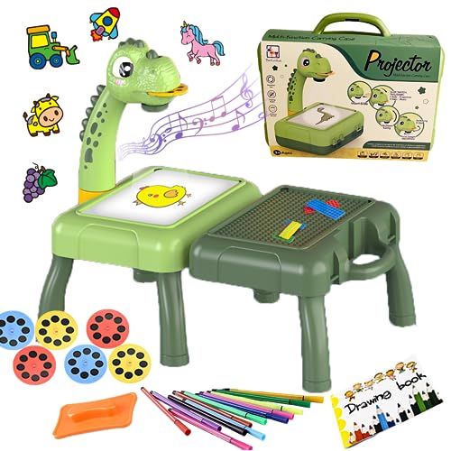 imireux Drawing Projector for Kids,Intelligent Draw Projector Toy Machine  with 32cartoon patters and 12color Brushes for Children Learn to Draw and