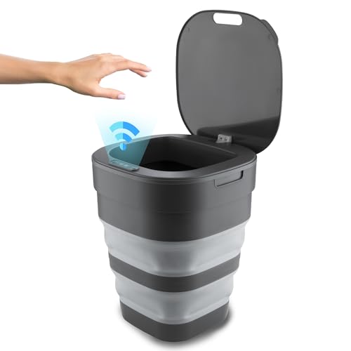 Smart Touchless Bathroom Trash Can - Compact, Foldable Design