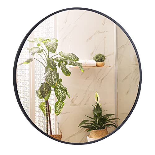 Smartxchoices Round Mirror 24 Inch, Metal Frame Wall Mounted Circle Mirrors, Vanity Modern Minimalist Décor for Entryway,Bathroom Washrooms, Living Rooms