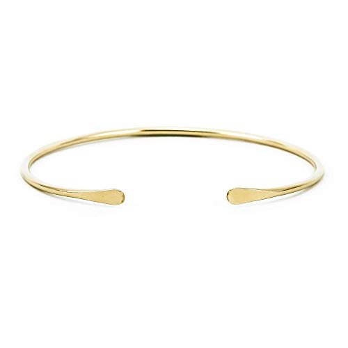 Smooth 14K Gold Fill Cuff Bracelet with Hammered Ends