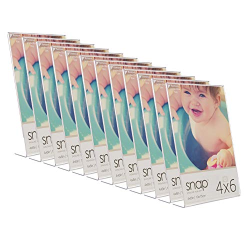 Snap 4x6 Clear Acrylic Self Standing Frame, Set of 12