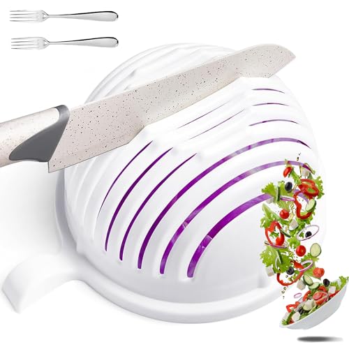  3 in 1 Snap Salad Cutter Bowl, 60 Second Instant Salad Maker, Salad Chopper Bowl and Cutter Veggie Choppers Spinner Safe Veggie Choppers  and Dicers (Color : C): Home & Kitchen