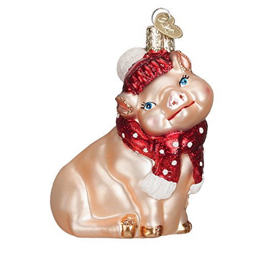 Snowy Pig Glass Blown Ornaments for Christmas Tree