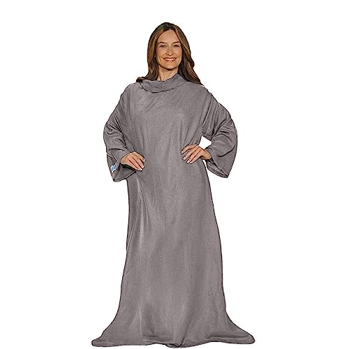Snuggie- The Original Wearable Blanket That Has Sleeves, Warm, Cozy, Super Soft Fleece, Functional Blanket with Sleeves & Pockets for Adult, Women, Men, As Seen On TV- Light Grey