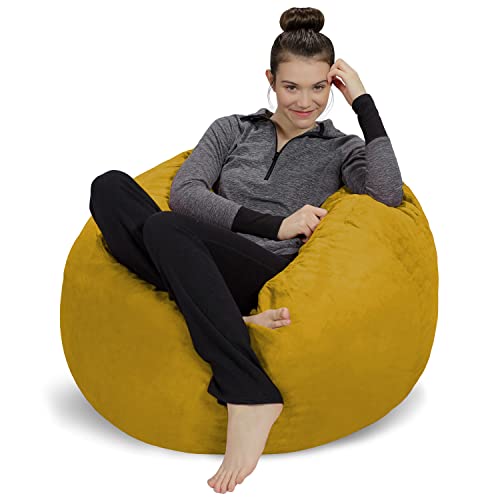 Sofa Sack Bean Bag Chair: 3' Memory Foam Furniture Bean Bag - Medium Sofa with Soft Micro Fiber Cover - Yellow