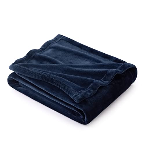 Soft and Cozy Navy Blue Throw Blanket Fleece