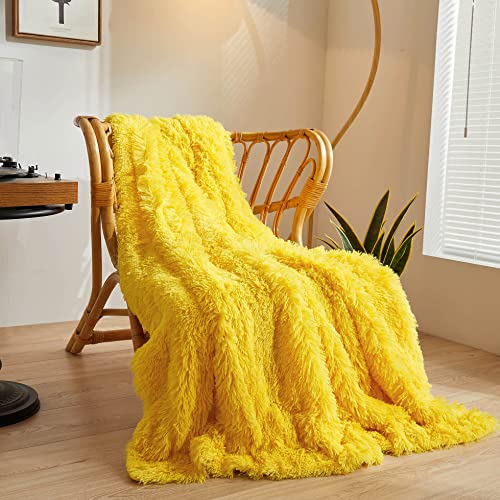 Soft and Cozy Yellow Fluffy Blanket