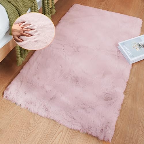 Soft and Stylish Pink Faux Fur Area Rug