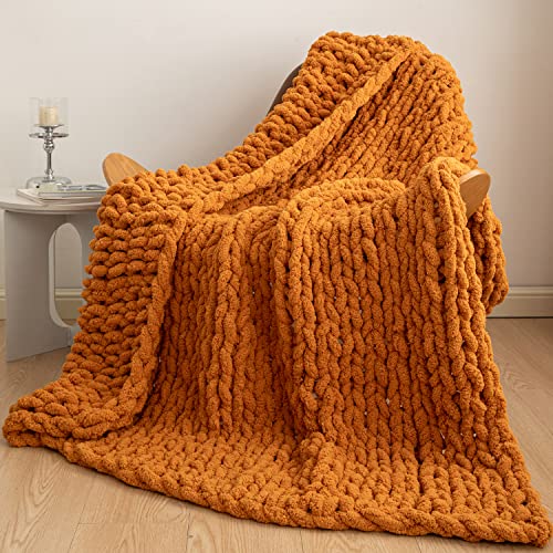 Soft Chenille Yarn Knitted Throw Blanket