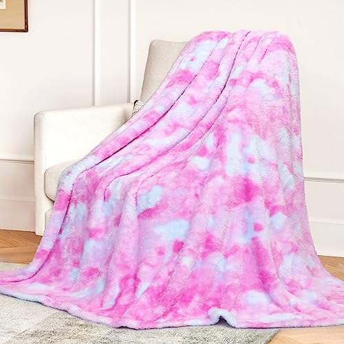 Soft Pink Fluffy Throw Blanket for Bed