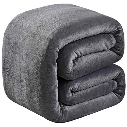 Soft Queen Size Blanket for Fall Winter Spring All Season 350GSM Thicken Warm Fuzzy Microplush Lightweight Thermal Fleece Summer Autumn Blankets for Queen/Full size Bed Sofa SOFTCARE Dark Gray 90"*90"