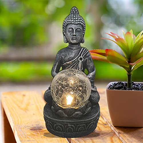 Solar Powered Buddha Statue for Home Garden