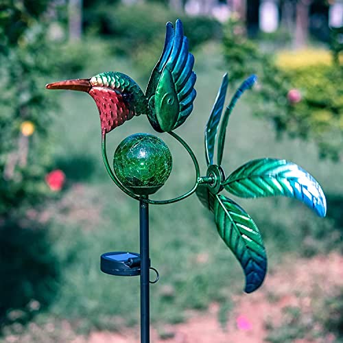 Solar Wind Spinner Hummingbird Yard Art Decorations