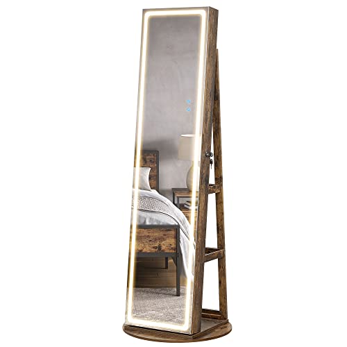 SONGMICS LED Mirror Jewelry Cabinet Standing