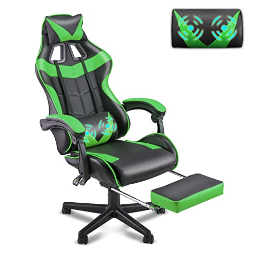 Soontrans Green Gaming Chair with Footrest