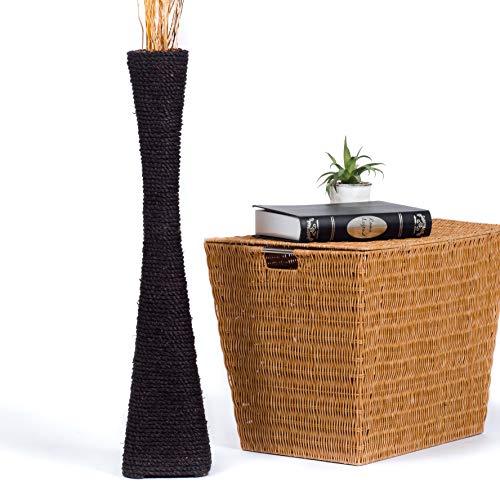 Sophisticated Handmade Bamboo Floor Vase - 28 inches, Black