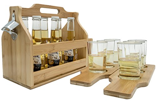 Sorbus Wooden Bottle Caddy with Opener