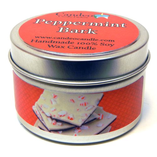 Soy Candle Travel Tins - Highly Scented - Handmade in The USA - Floral Scents… (Peppermint Bark)