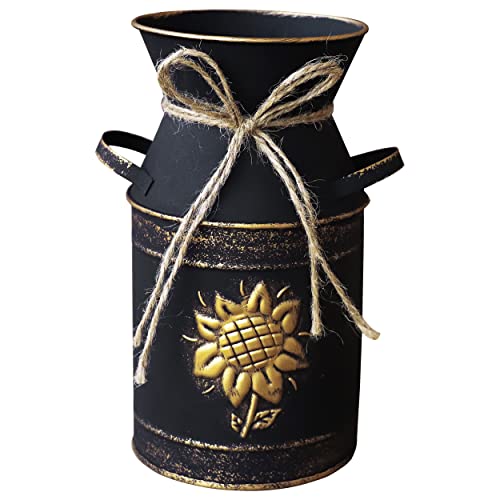 Soyizom Metal Black Vase with Sunflower Design