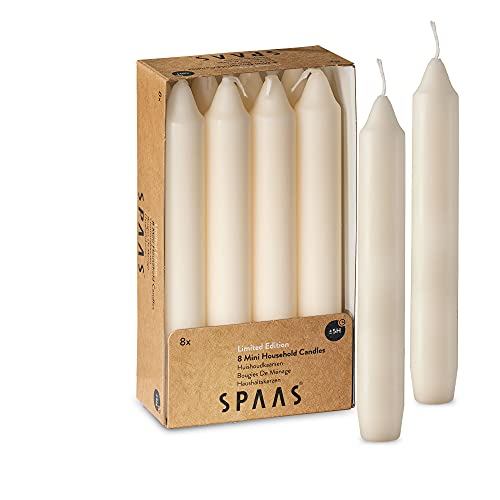 SPAAS Straight Candle Sticks - Pack of 8 6" Long Ivory Candles
