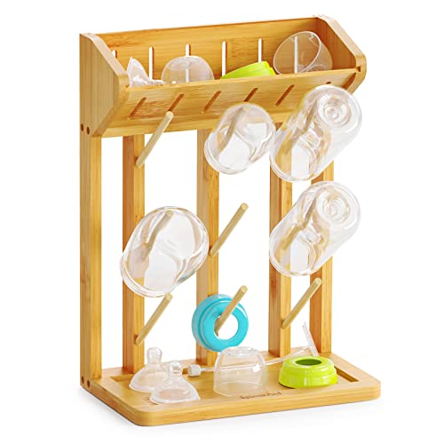 SpaceAid Bamboo Baby Bottle Drying Rack