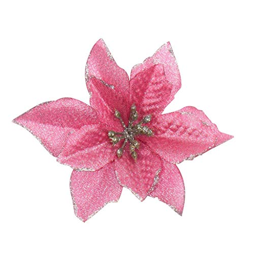 Sparkling Pink Christmas Flower Ornaments