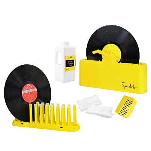  Big Fudge Vinyl Record Cleaning Kit for Vinyl Records -  Includes Cleaning Machine & Vinyl Record Cleaning Care Solution -  Microfiber Cloth & Rack for Record Player Accessories : Electronics