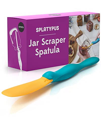 Jar Spatula, Long Handle Silicone Spatula Scraper for 9.3inch, Black-Red