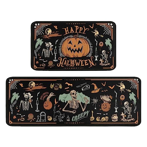 Spooky Halloween Kitchen Rugs and Mats Set