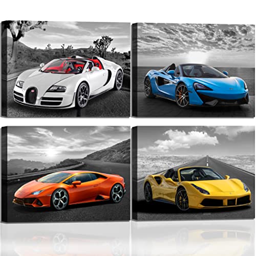 Sport Car Poster Framed Canvas Wall Art