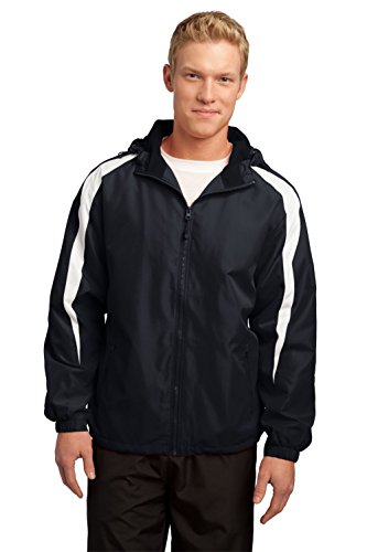Sport-Tek Men's Fleece Lined Colorblock Jacket L Black/White