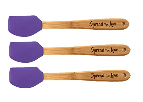 “Spread the Love” Wood Handled Mini Spatula Set with Silicone Head, Set Of 3, Purple
