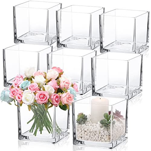 Square Glass Vase for Weddings and Home Decor