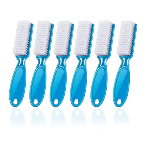 SQULIGT 6Pcs Nail Brush for Cleaning Fingernails, Handle Grip Cleaning Brush for Nail and Toenail, Nail Dust Brush Manicure Pedicure Tools Scrubbing Brush Women Men Home Salon(Blue)