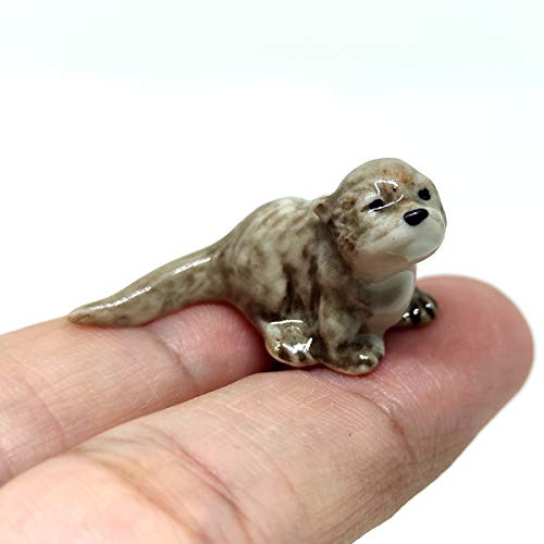 SSJSHOP Sea Otter Micro Tiny Dollhouse Figurines Hand Painted Ceramic Animals Collectible Gift Home Decor (Sea Otter)
