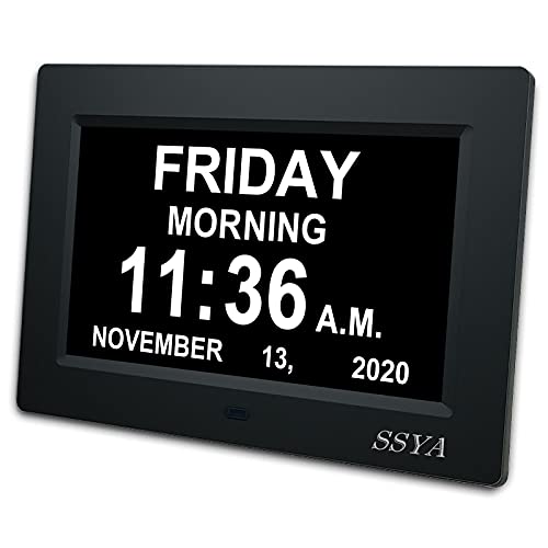 SSYA 7 Inch Calendar Clock - Impaired Vision Digital Clock
