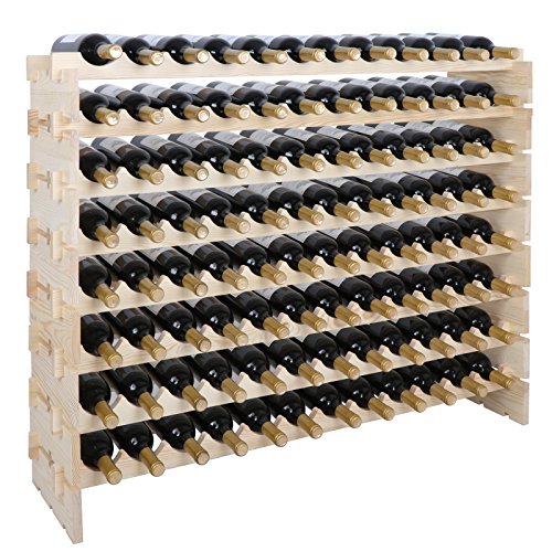 Stackable Modular Wine Rack - 96 Bottle Wooden Wine Storage