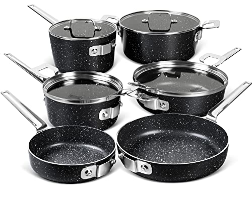 Stackable Pots and Pans Set - Space Saving Nonstick Cookware Set