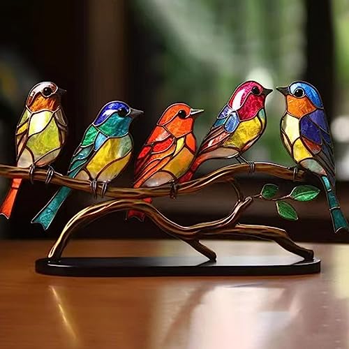 Stained Birds Desktop Ornaments